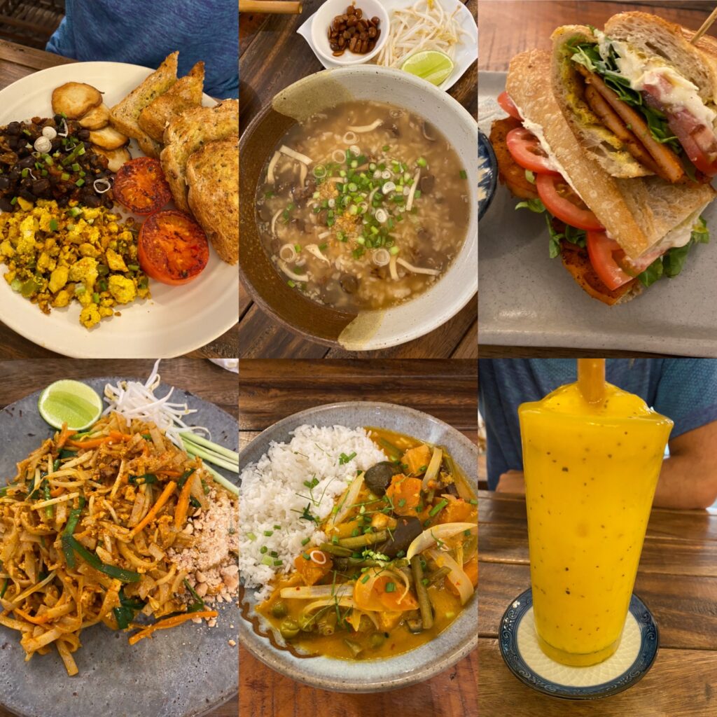 A selection of dishes from one of our favourite restaurants in Cambodia - The Sacred Lotus Vegan Cafe in Phnom Pen