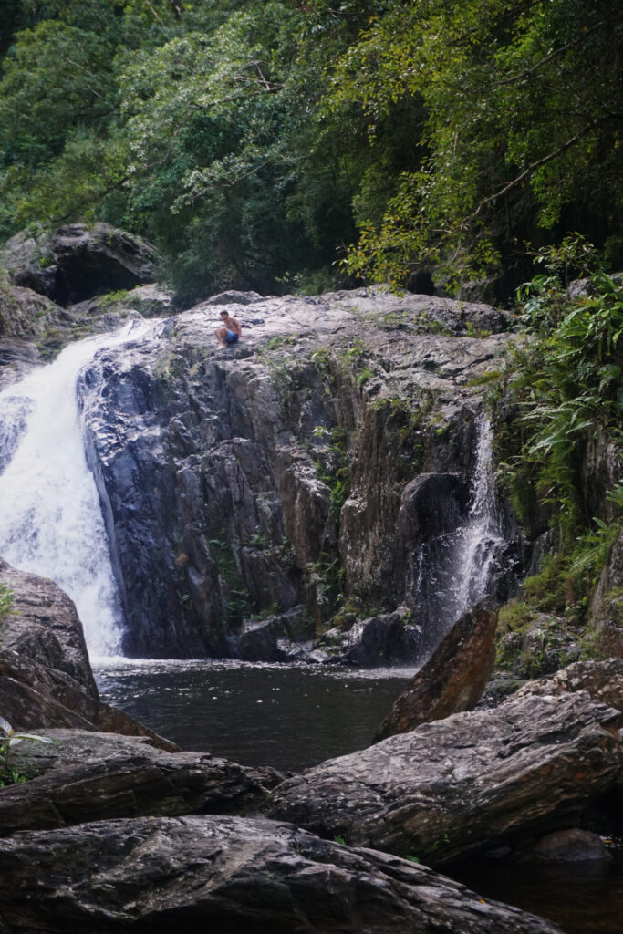 Vegan in Australia - Oli about to jump at a waterfall!