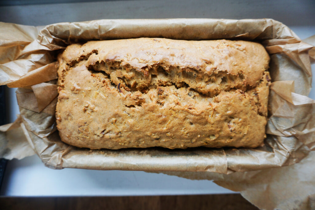 Carrot cake made with vegan food swaps for baking